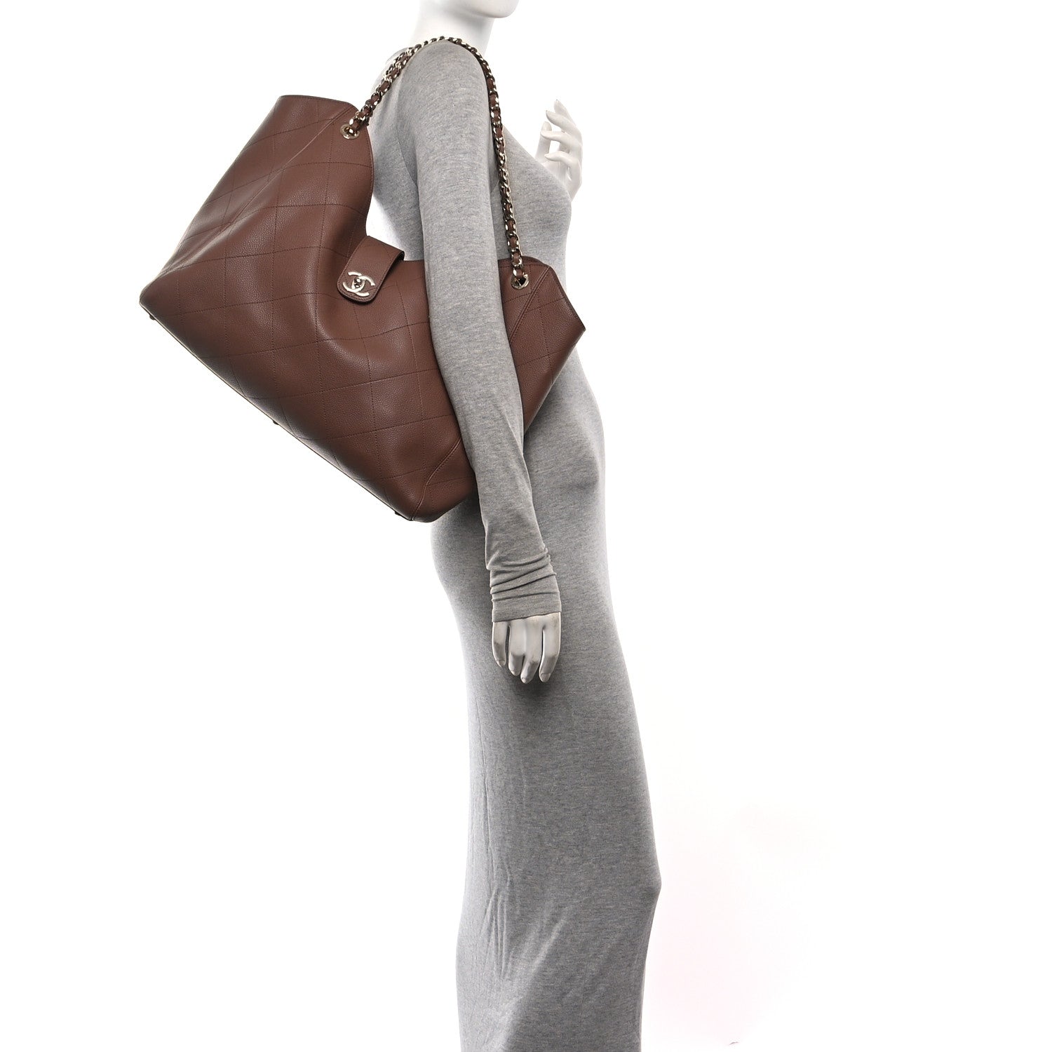Chanel Grained Calfskin Maxi Shopping Bag Brown 2 of 12