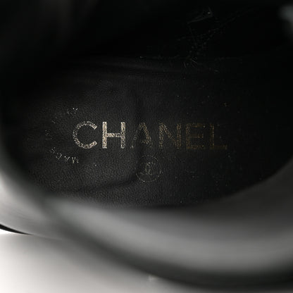 Chanel Patent Cap Toe Lace Up Combat Boots 39.5 Black 7 of 8
