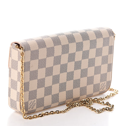 Louis Vuitton Damier Azur Pochette Felicie Chain Wallet Rose Ballerine 3 of 11