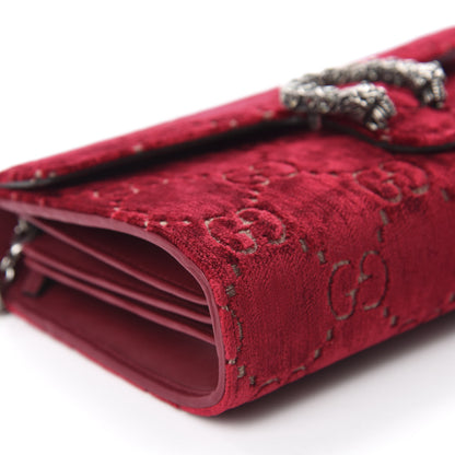 Gucci Velvet GG Monogram Mini Dionysus Chain Wallet Red Cipria 7 of 10