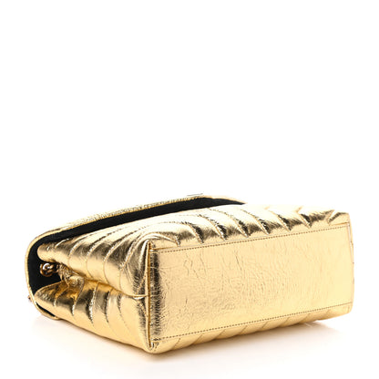 Saint Laurent Metallic Calfskin Y Quilted Small Loulou Monogram Chain Satchel Gold 4 of 9
