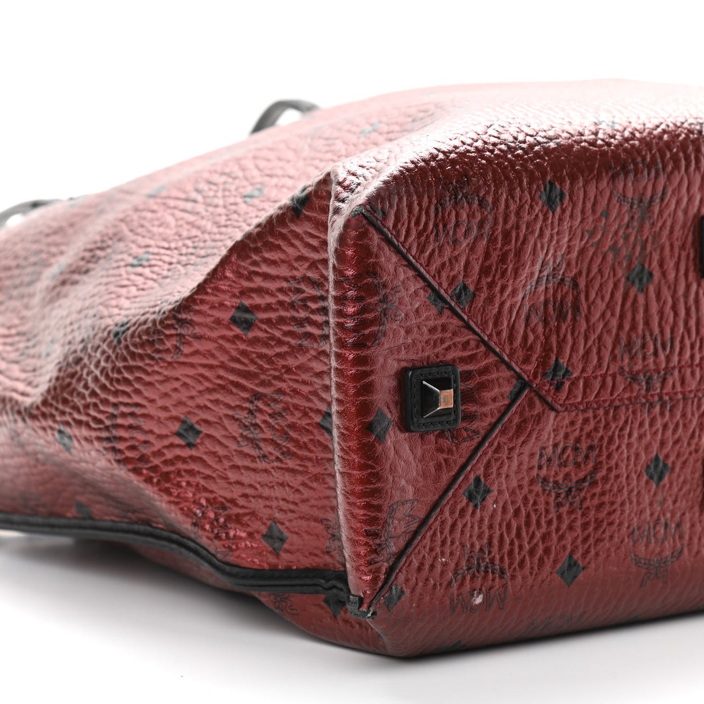 Metallic Visetos Medium Kira North South Shopper Tote Scooter Red
