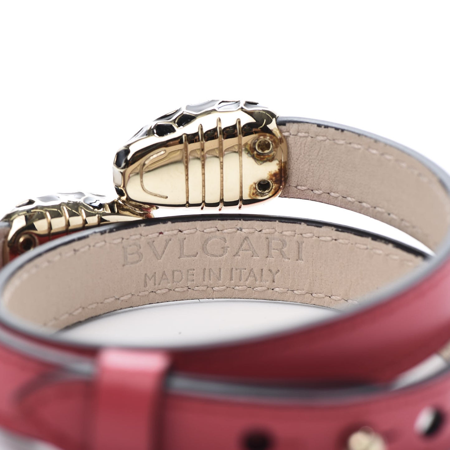 Calfskin Serpenti Forever Double Coil Bracelet Reef Coral