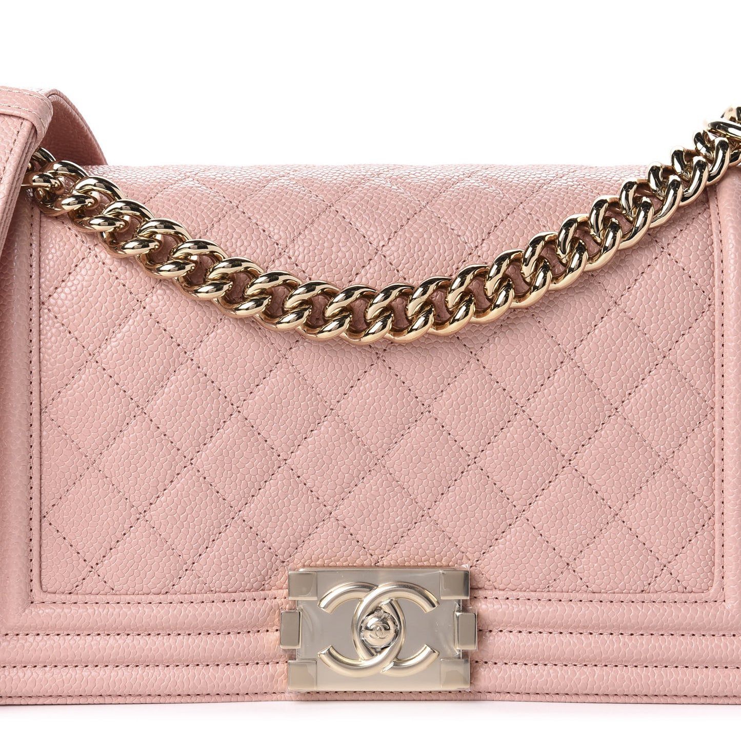 Caviar Quilted Medium Boy Flap Light Pink