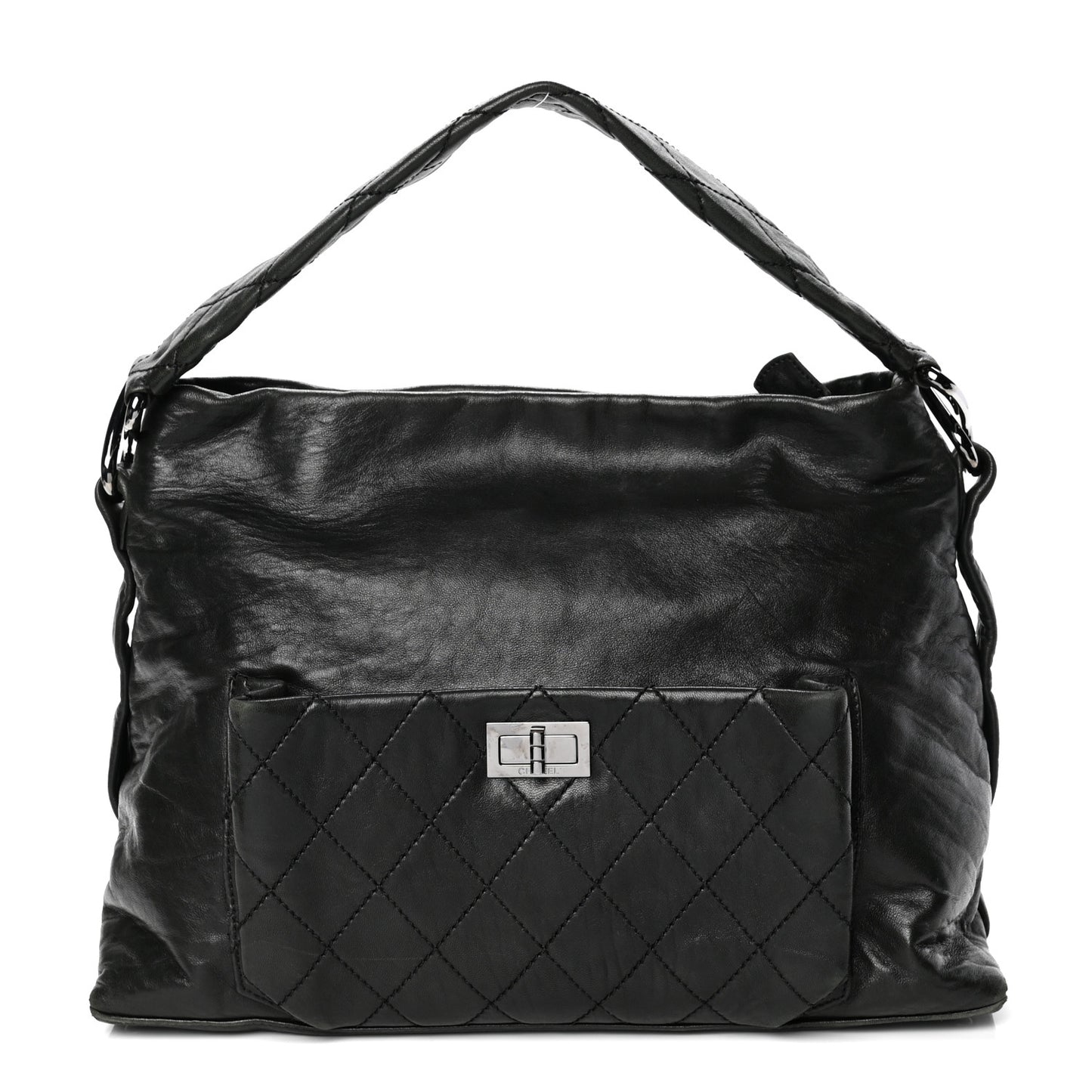 Lambskin Quilted 8 Knots Hobo Black