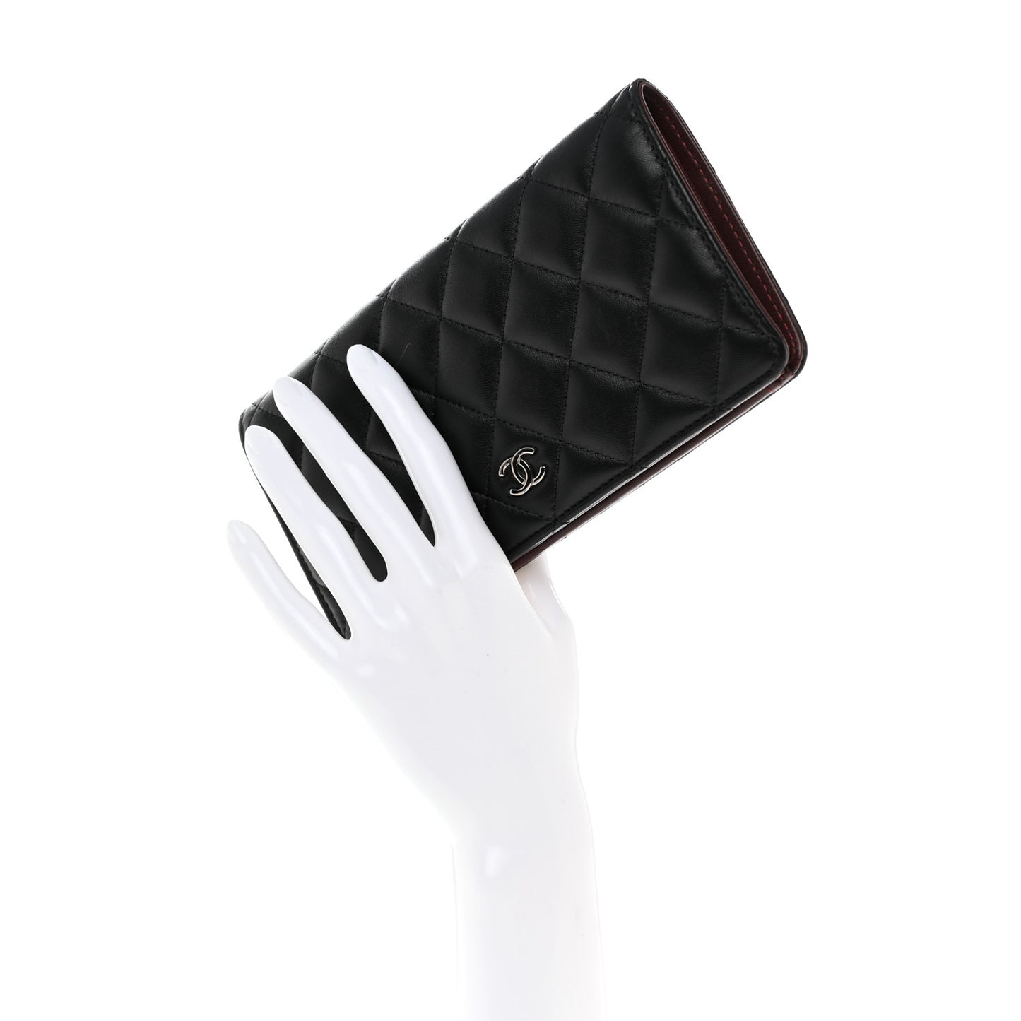 Lambskin Quilted Yen Wallet Black