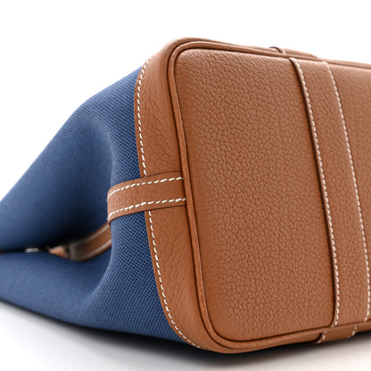 Hermes Toile Militaire Vache Country Garden Party Tote 30 Bleu France Gold 9 of 10
