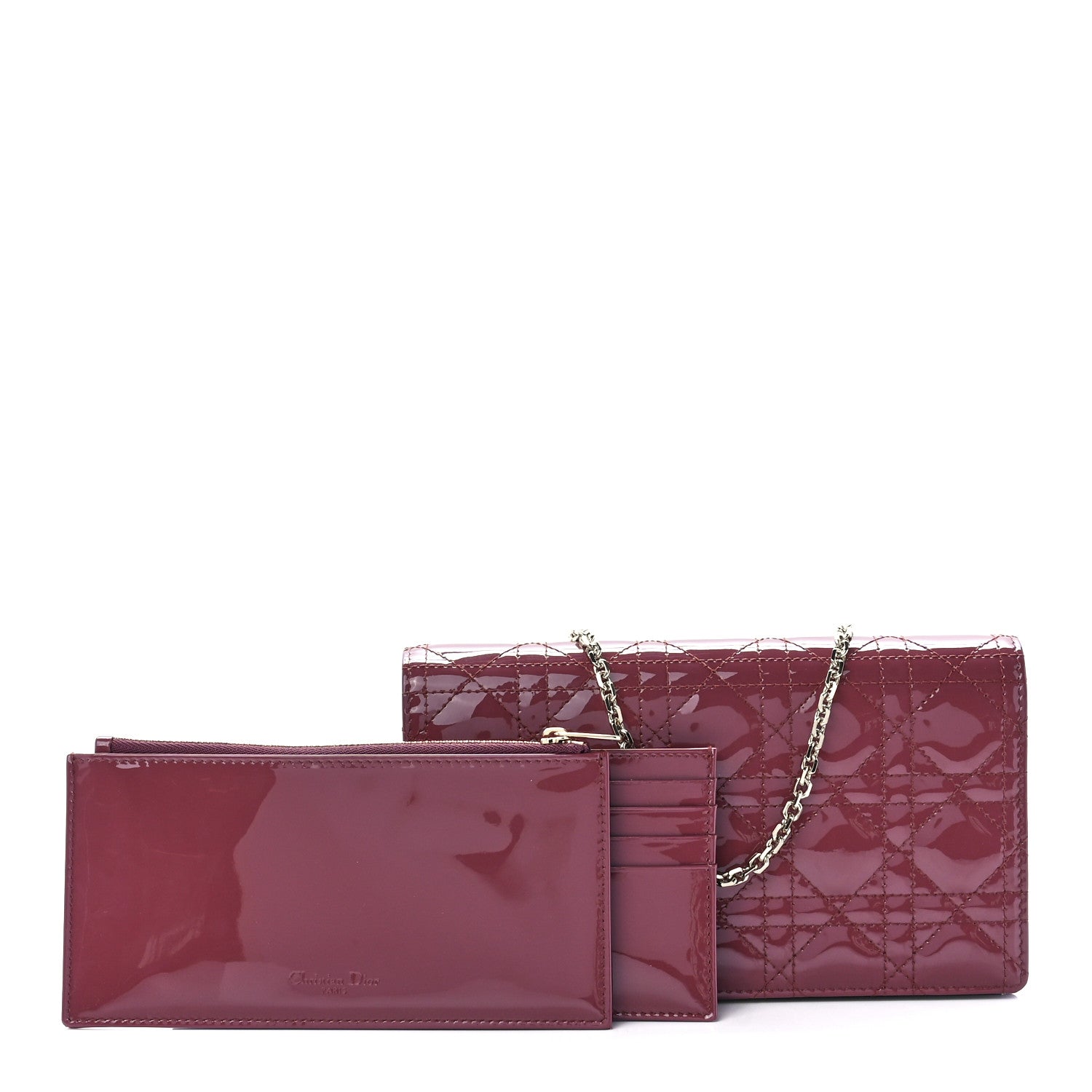 Christian Dior Patent Cannage Lady Dior Convertible Clutch Mallow Rose 1 of 12