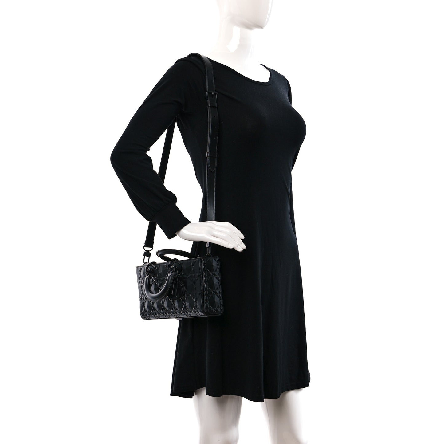 Calfskin Cannage Diamond Medium Lady D-Joy Black