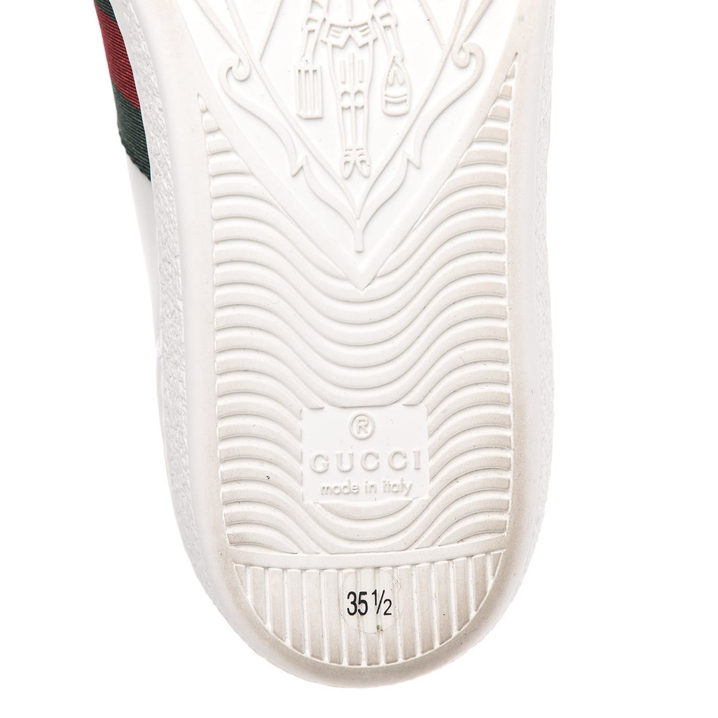 Calfskin Ayers Bee Embroidered Womens Ace Sneakers 35 White Green