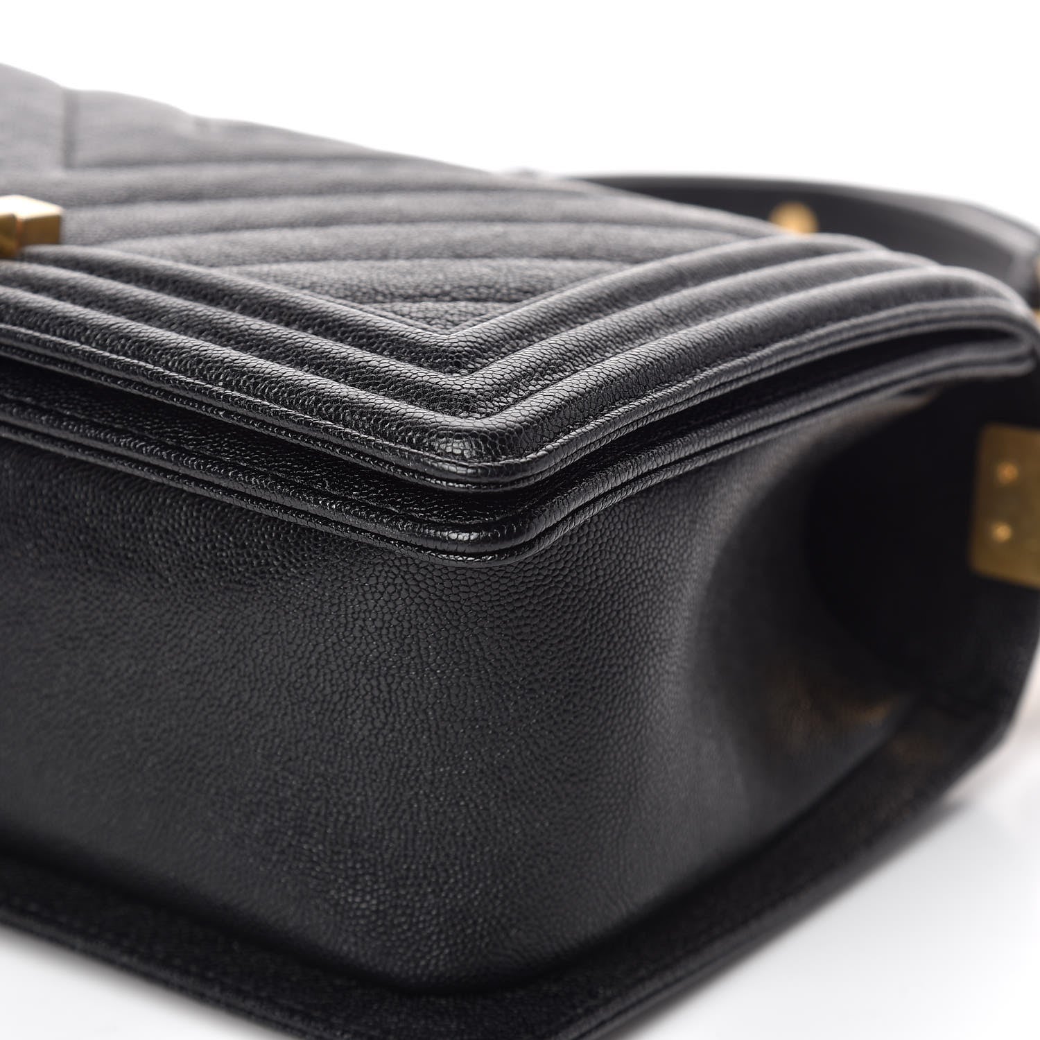 Chanel Caviar Chevron Quilted Medium Boy Flap Black 10 of 14