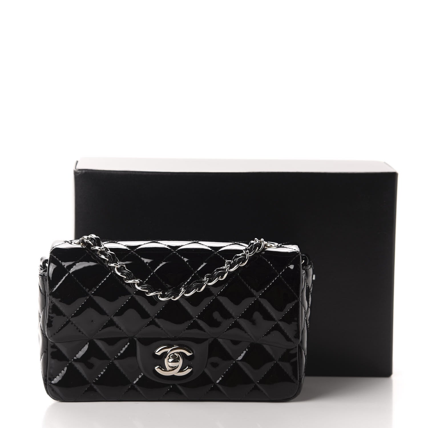 Chanel Patent Calfskin Quilted Mini Rectangular Flap Black 11 of 11