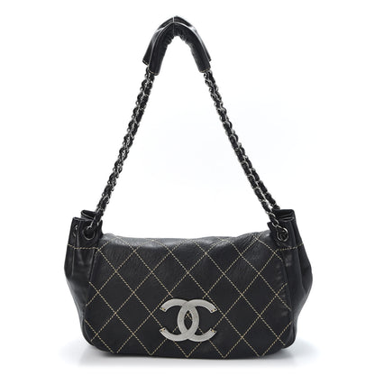 Chanel Lambskin Contrast Stitch Surpique Accordion Flap Black 1 of 9