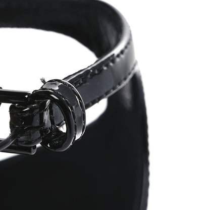 Saint Laurent Patent Cassandra 100 Ankle Strap Sandals 38.5 Black 12 of 13