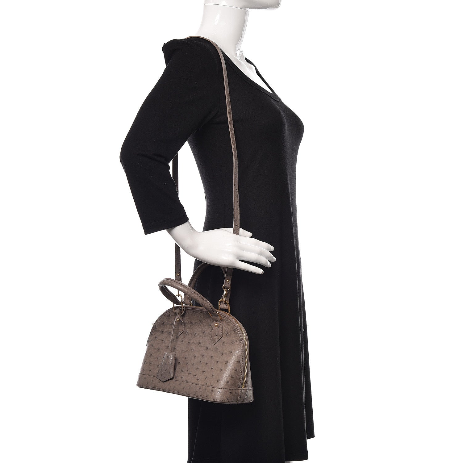 Louis Vuitton Ostrich Alma BB Gris 2 of 10