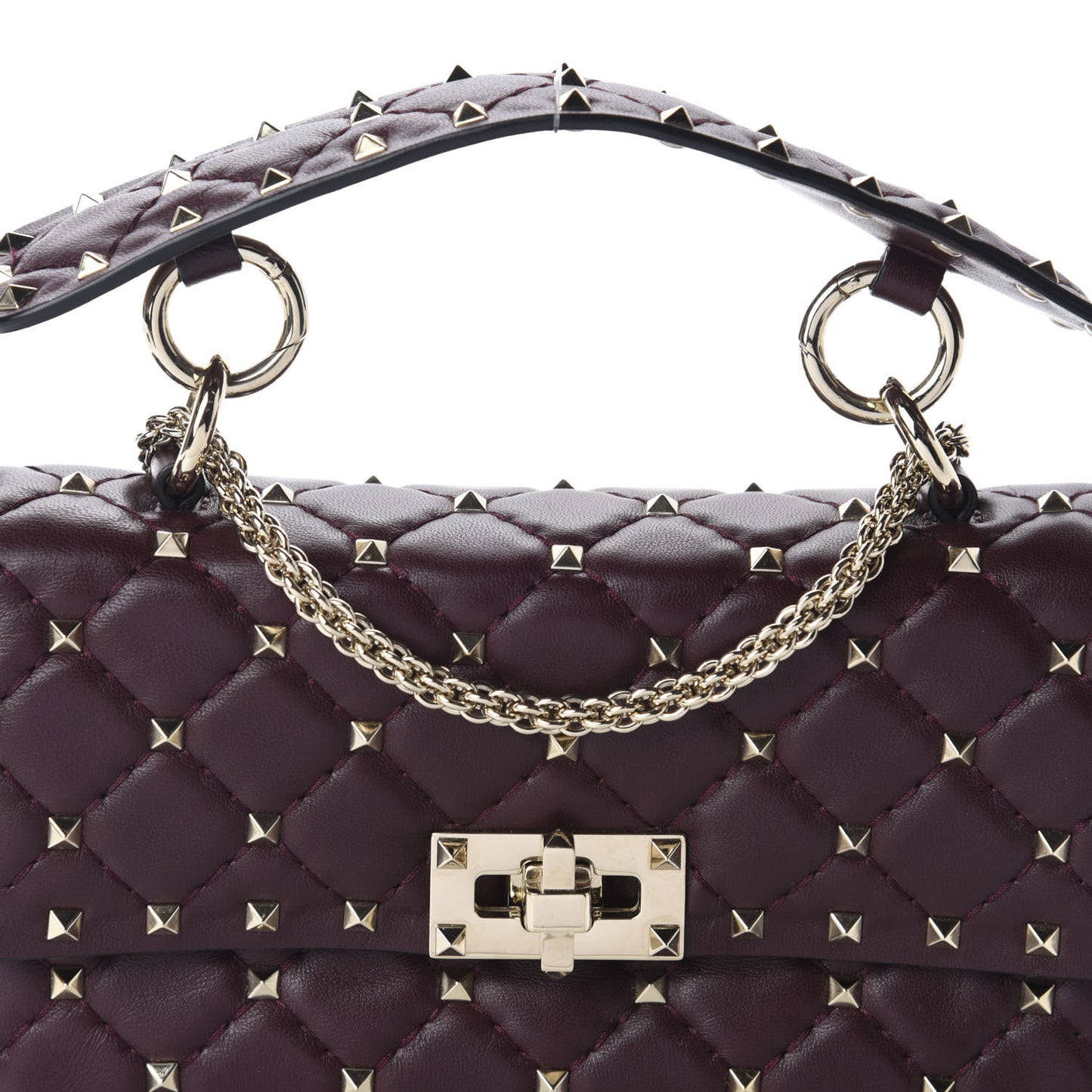 Lambskin Small Rockstud Spike Shoulder Bag Rubin