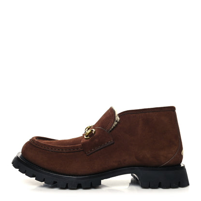 Gucci Suede Shearling Mens Harald Horsebit Ankle Boots 11 Light Brown Butterscotch 1 of 8