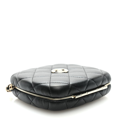 Chanel Lambskin Quilted Compact Vanity Case Purse With Chain Black 4 of 10