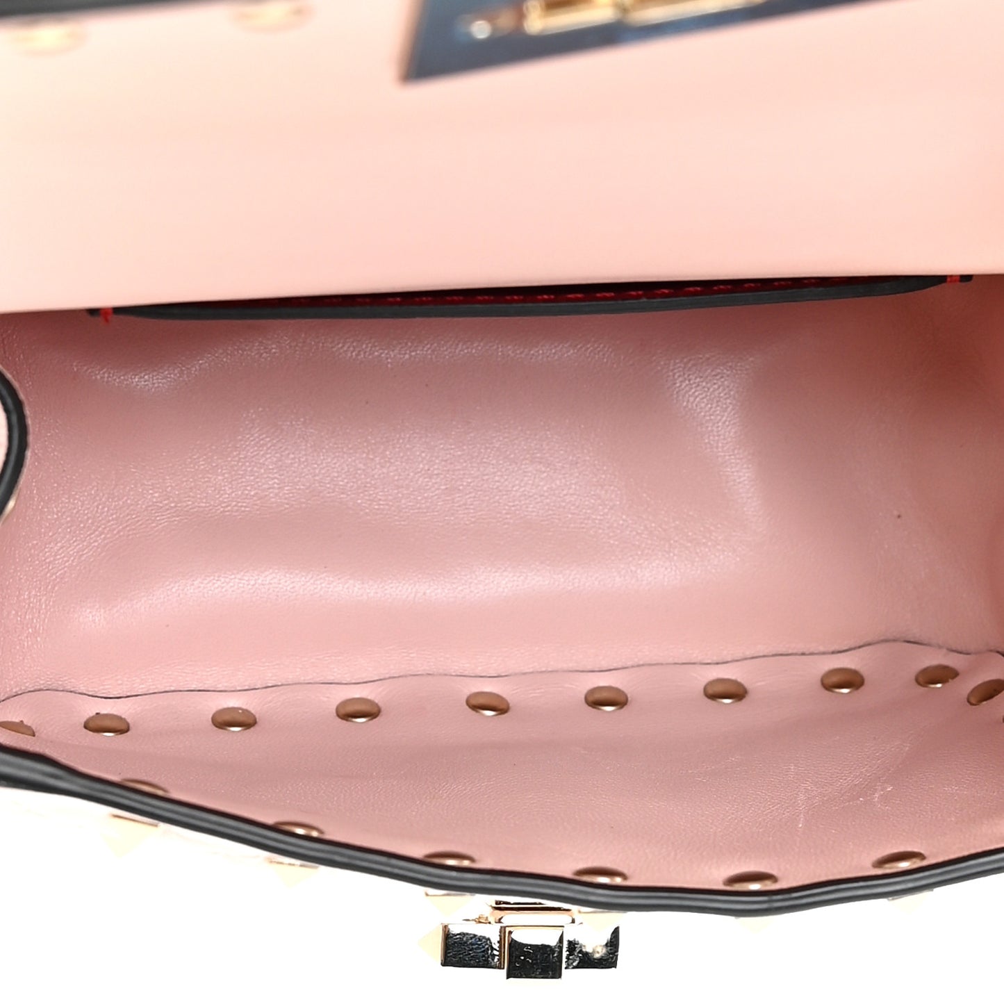 Nappa Micro Rockstud Spike Shoulder Bag Rose Quartz