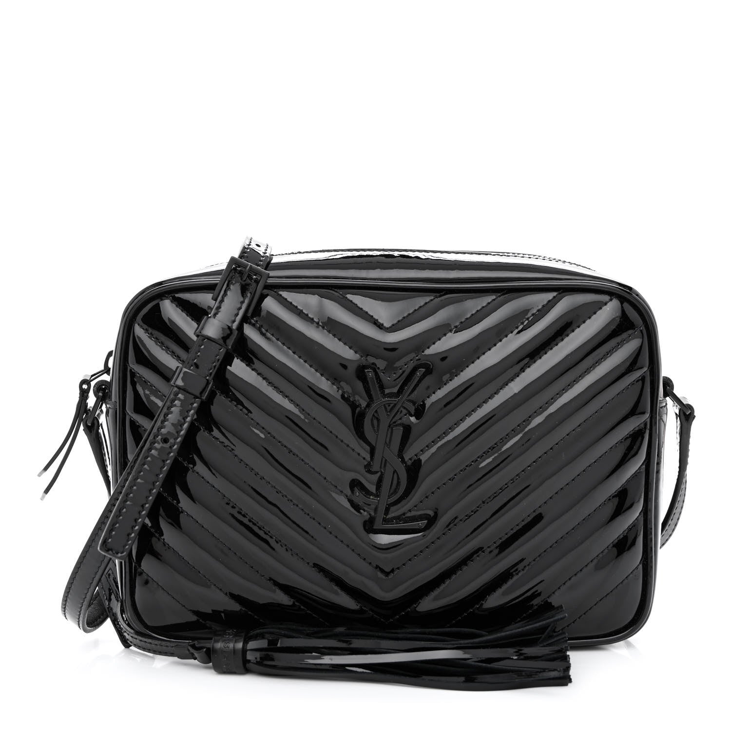 Saint Laurent Patent Calfskin Matelasse Monogram Lou Camera Bag Black 1 of 10