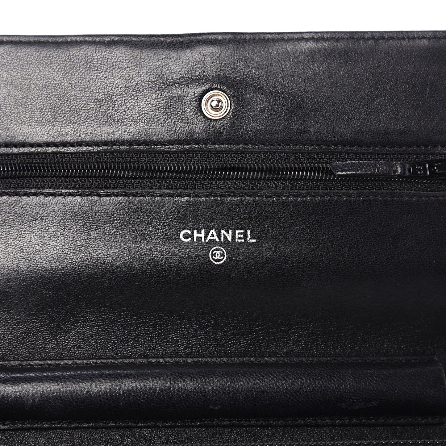Lambskin Quilted Wallet On Chain WOC Black