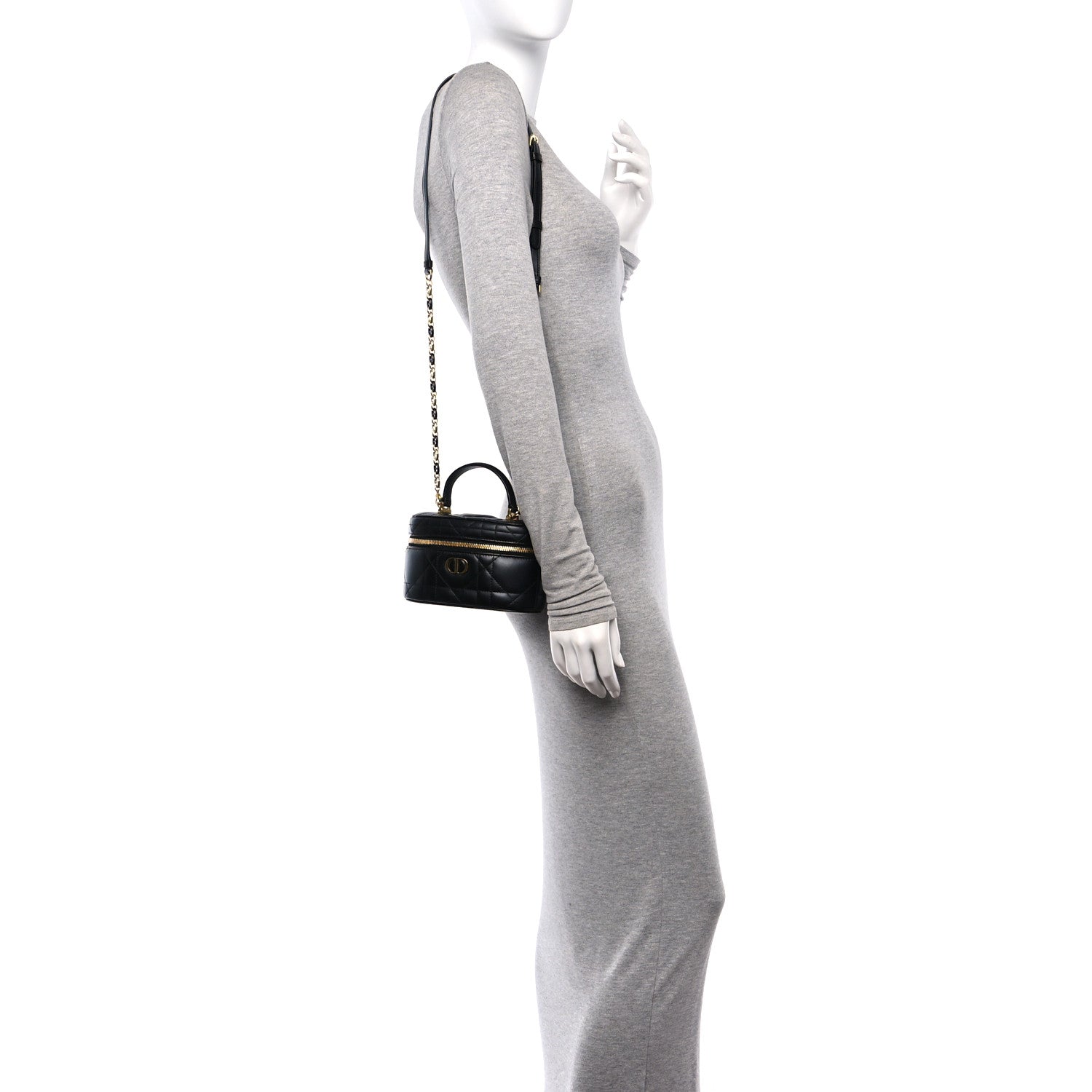 Christian Dior Lambskin Macrocannage Mini Caro Vanity Case Black 2 of 14