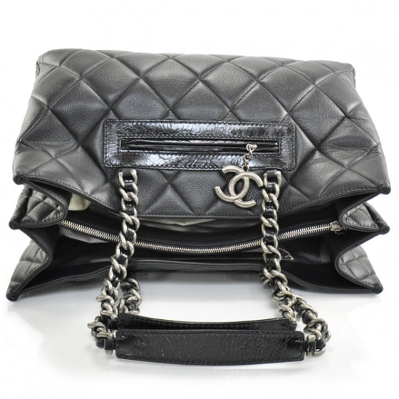 Caviar Quilted Coco Casual Tote Black