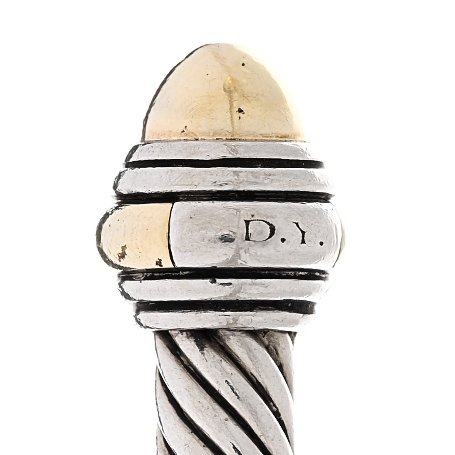David Yurman Sterling Silver 14K Yellow Gold 5mm Cable Classics Dome Bracelet 3 of 4