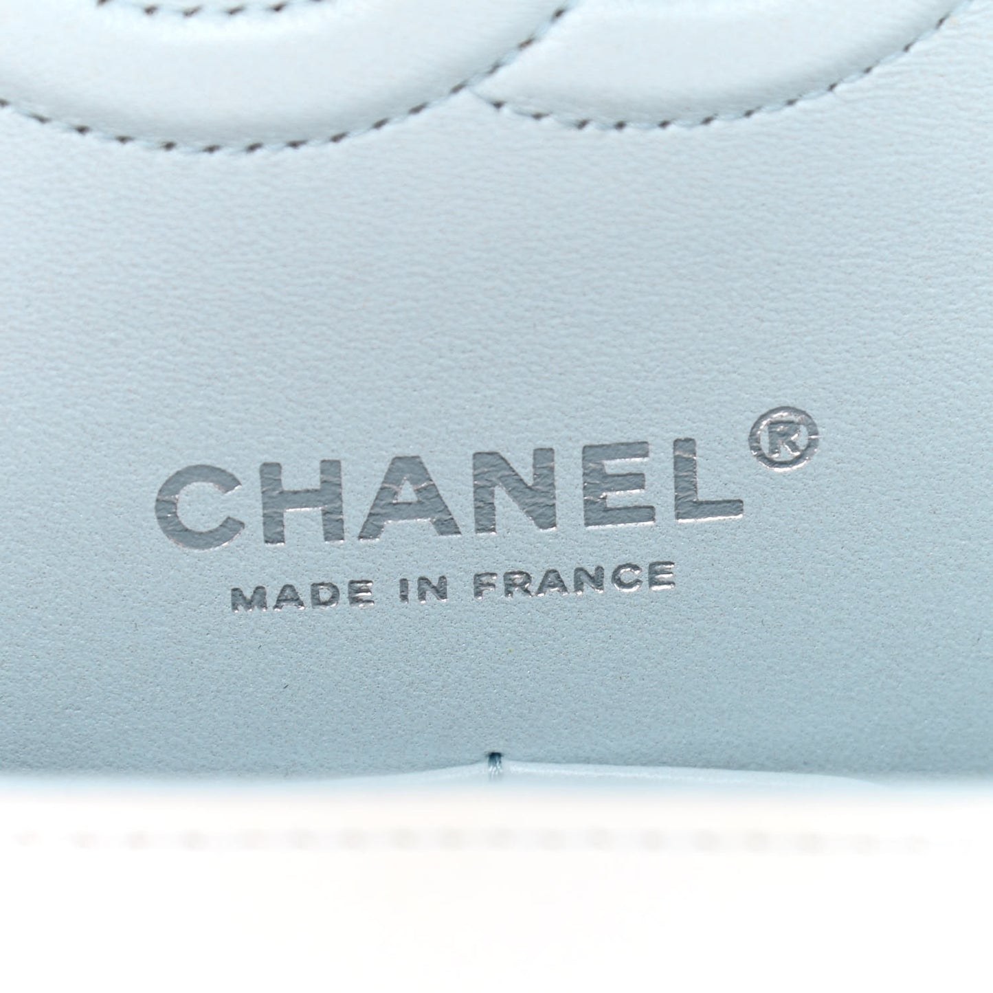 Perforated Lambskin Quilted Medium Double Flap Light Blue Light Purple White