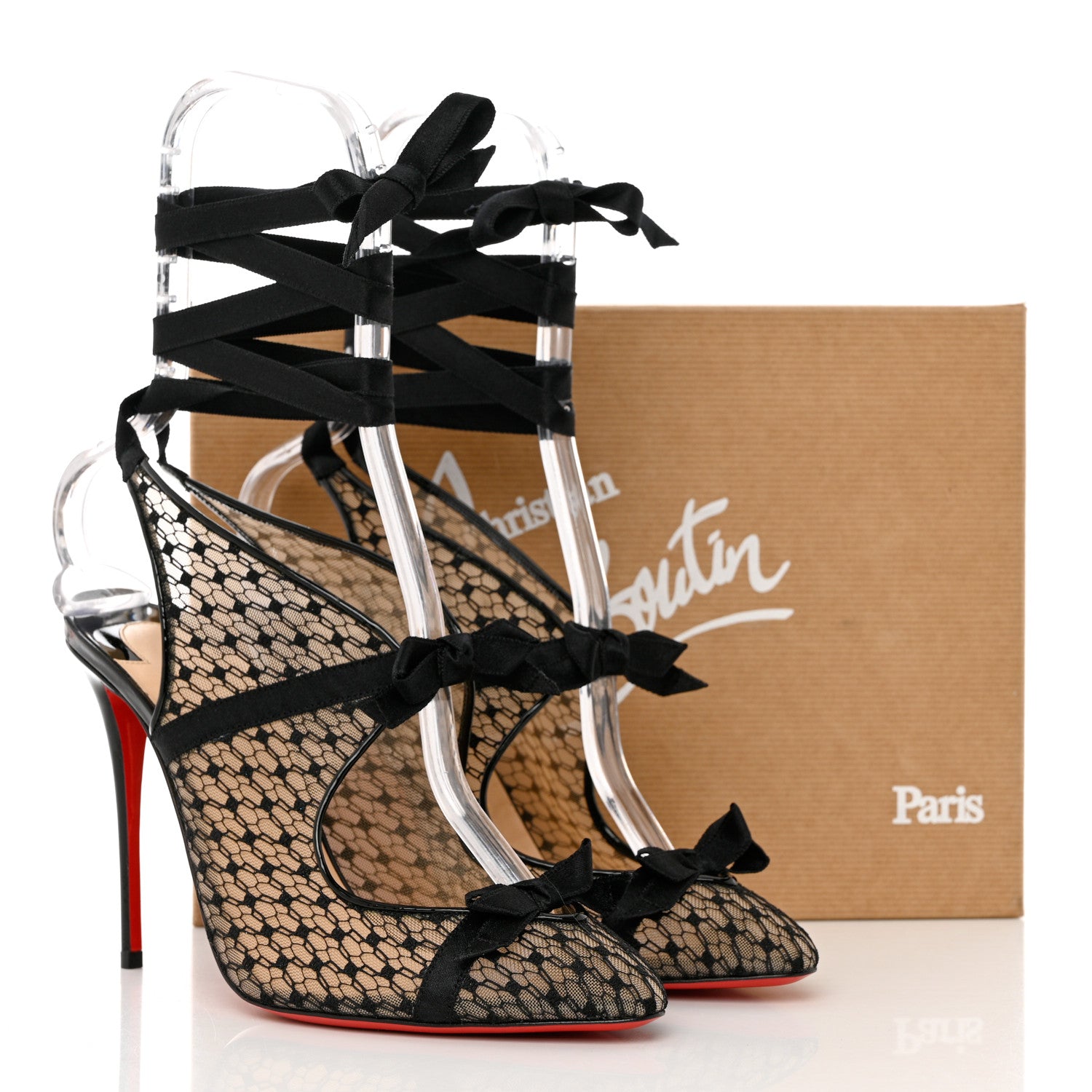 Christian Louboutin Patent Fishnet Lace Directoire 100 Pumps 39 Version Black 8 of 8