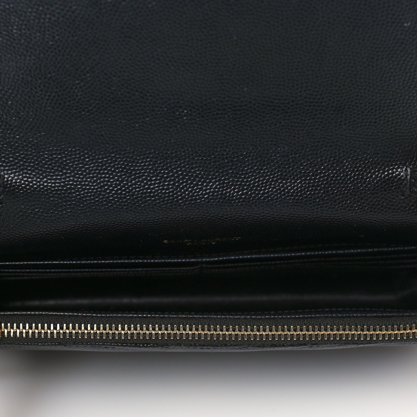 Grain De Poudre Matelasse Chevron Monogram Envelope Chain Wallet Black