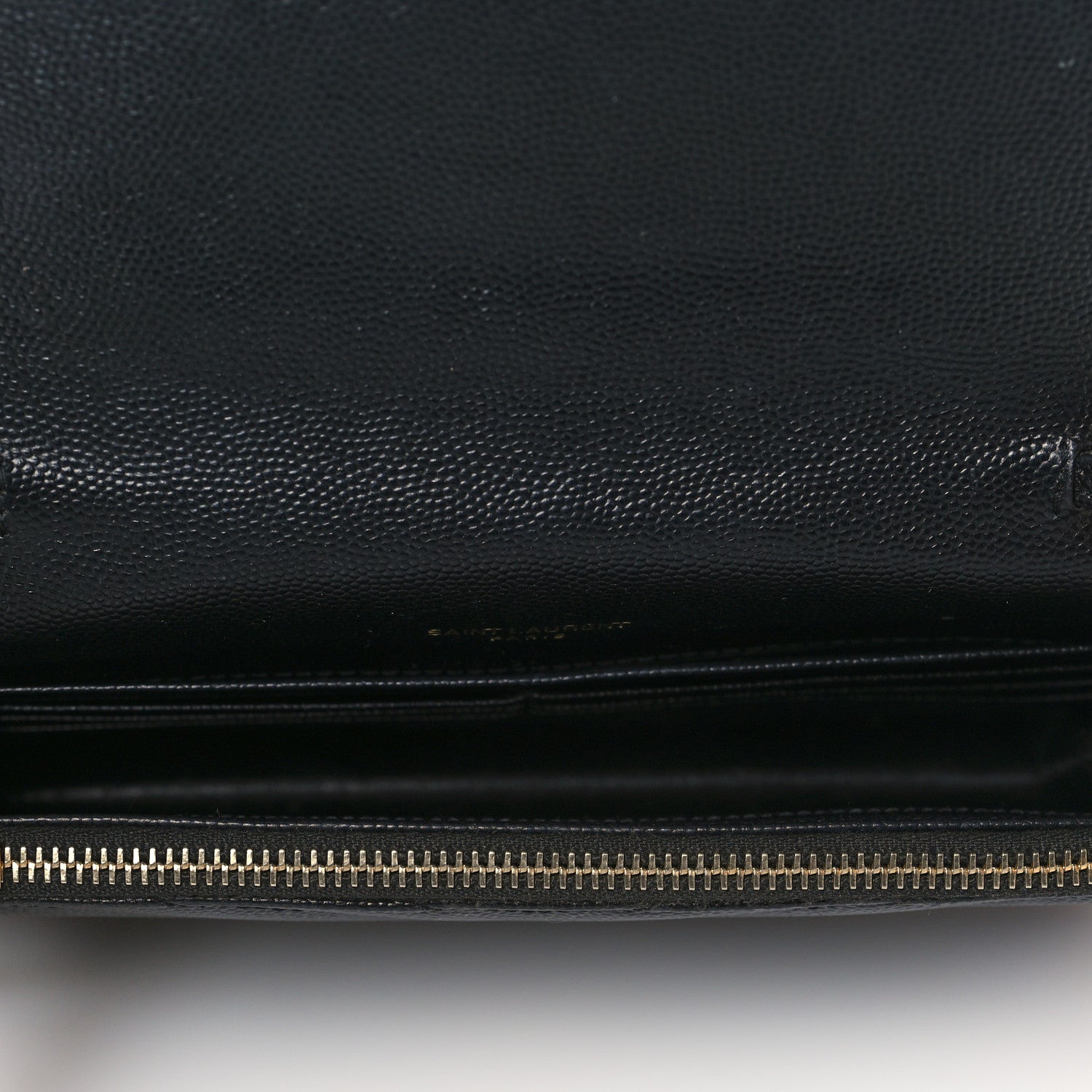Saint Laurent Grain De Poudre Matelasse Chevron Monogram Envelope Chain Wallet Black 4 of 8