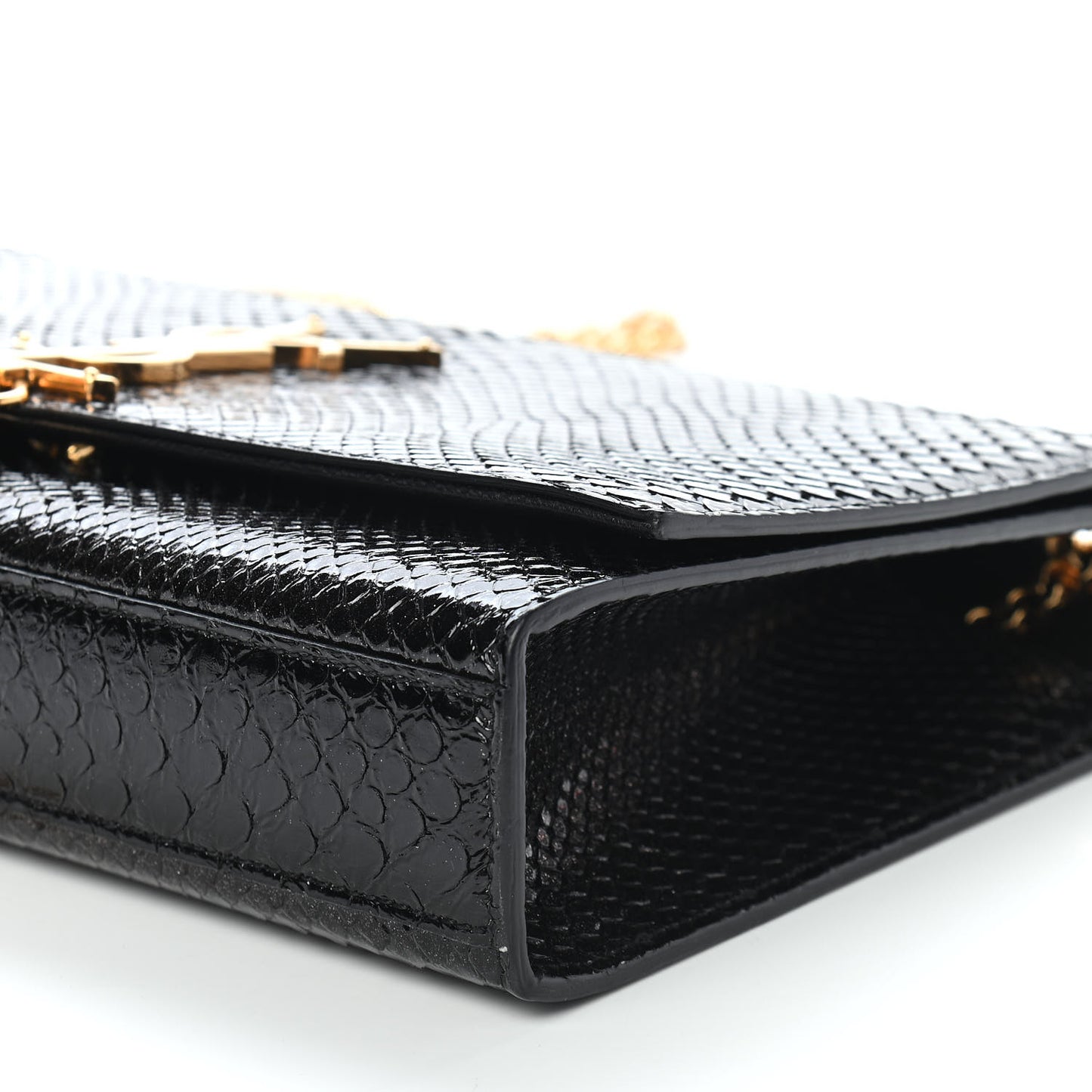 Metallic Python Embossed Medium Classic Monogram Kate Tassel Satchel Black