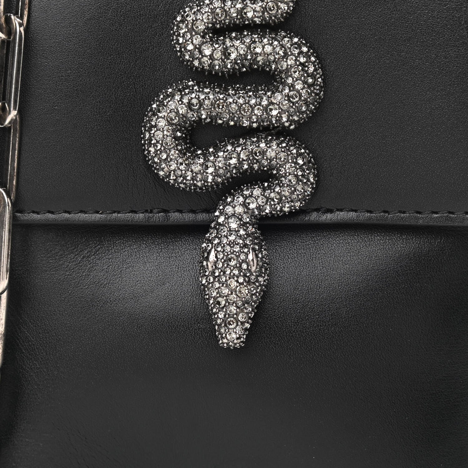 Valentino Garavani Calfskin Crystal Encrusted Snake Maison Mini Crossbody Black 7 of 10