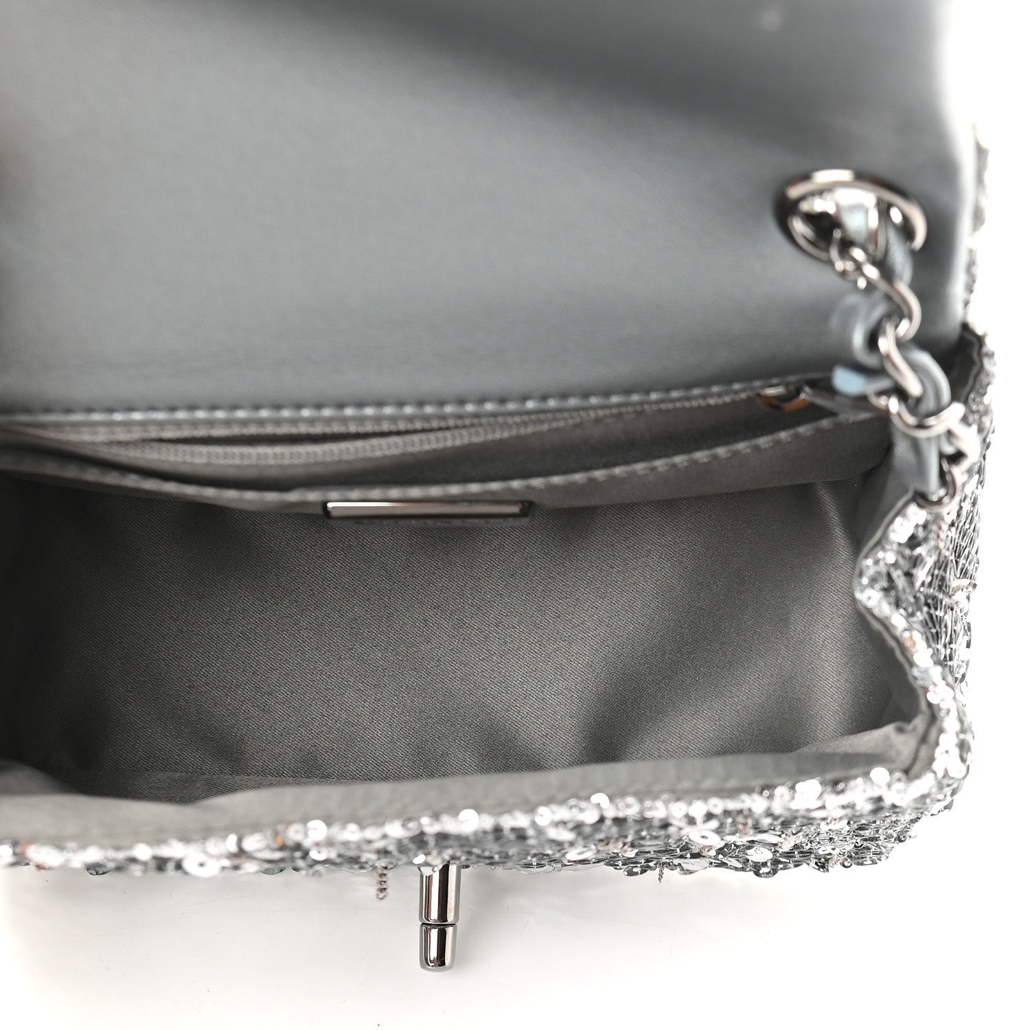 Chanel Sequin Mini Square Flap Silver 5 of 9