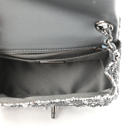 Chanel Sequin Mini Square Flap Silver 5 of 9
