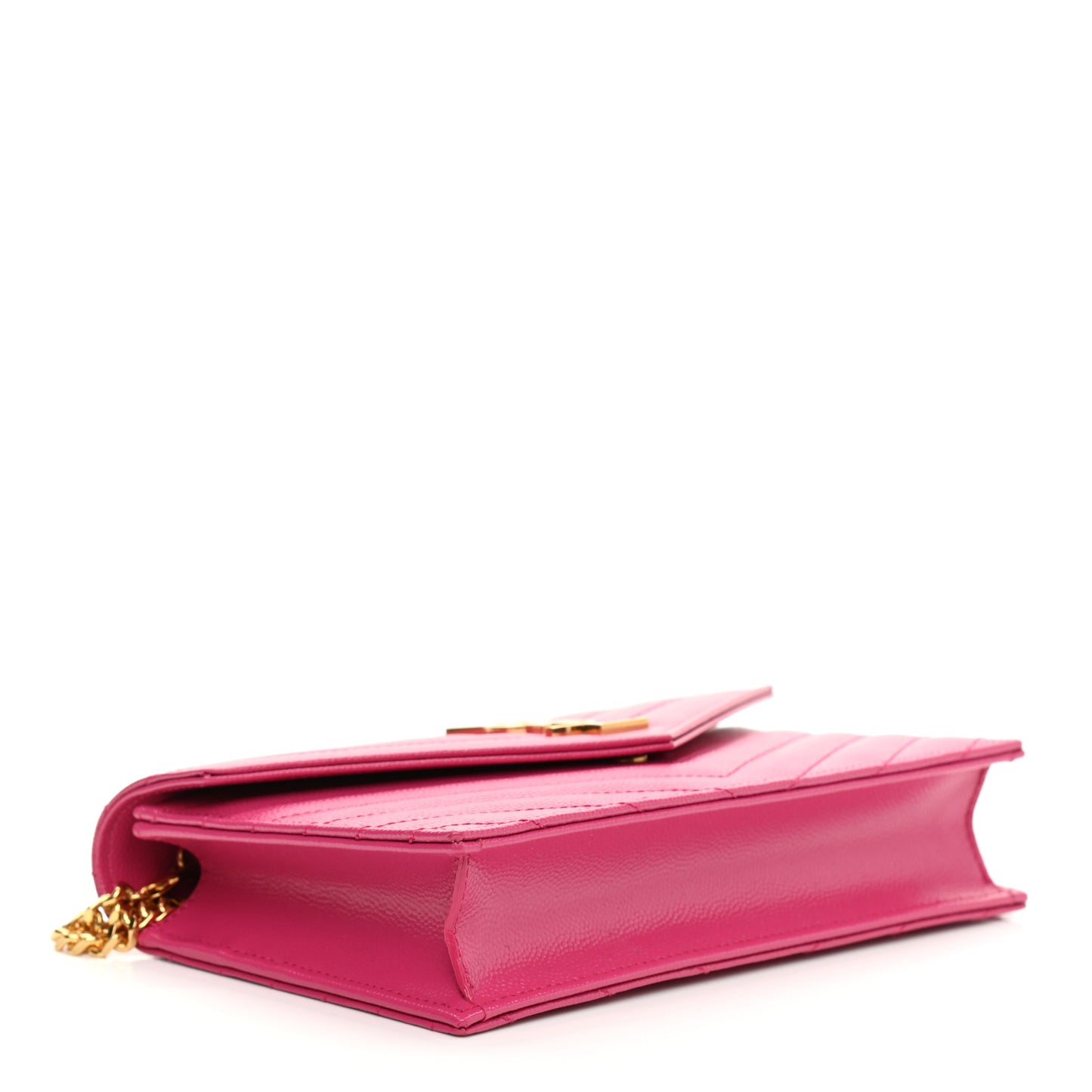 Grain De Poudre Matelasse Chevron Monogram Envelope Chain Wallet Fresh Fuchsia