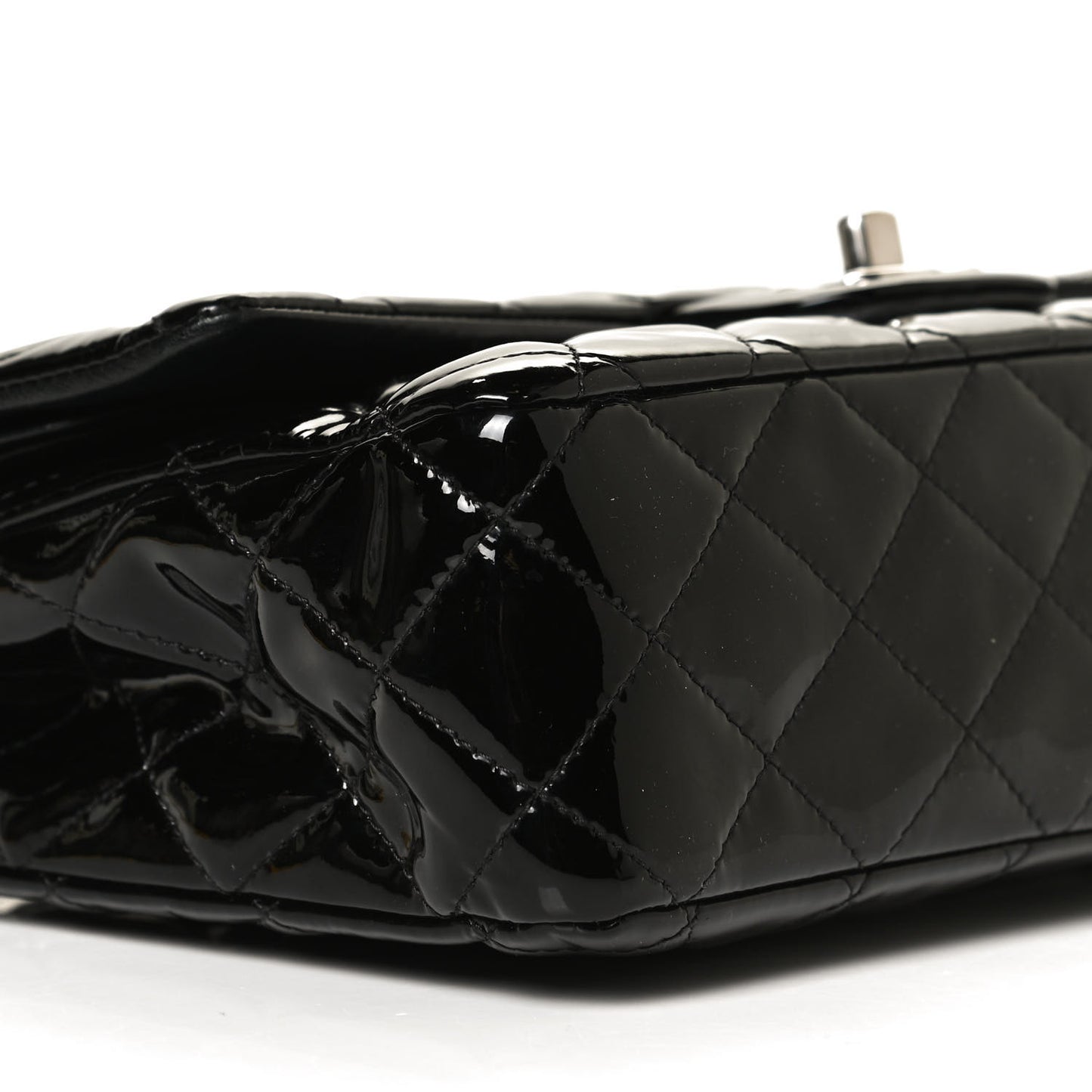Patent Quilted Medium Double Flap Black
