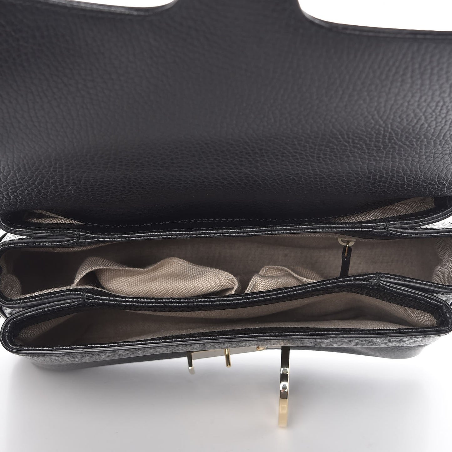 Dollar Calfskin Interlocking G Top Handle Shoulder Bag Black