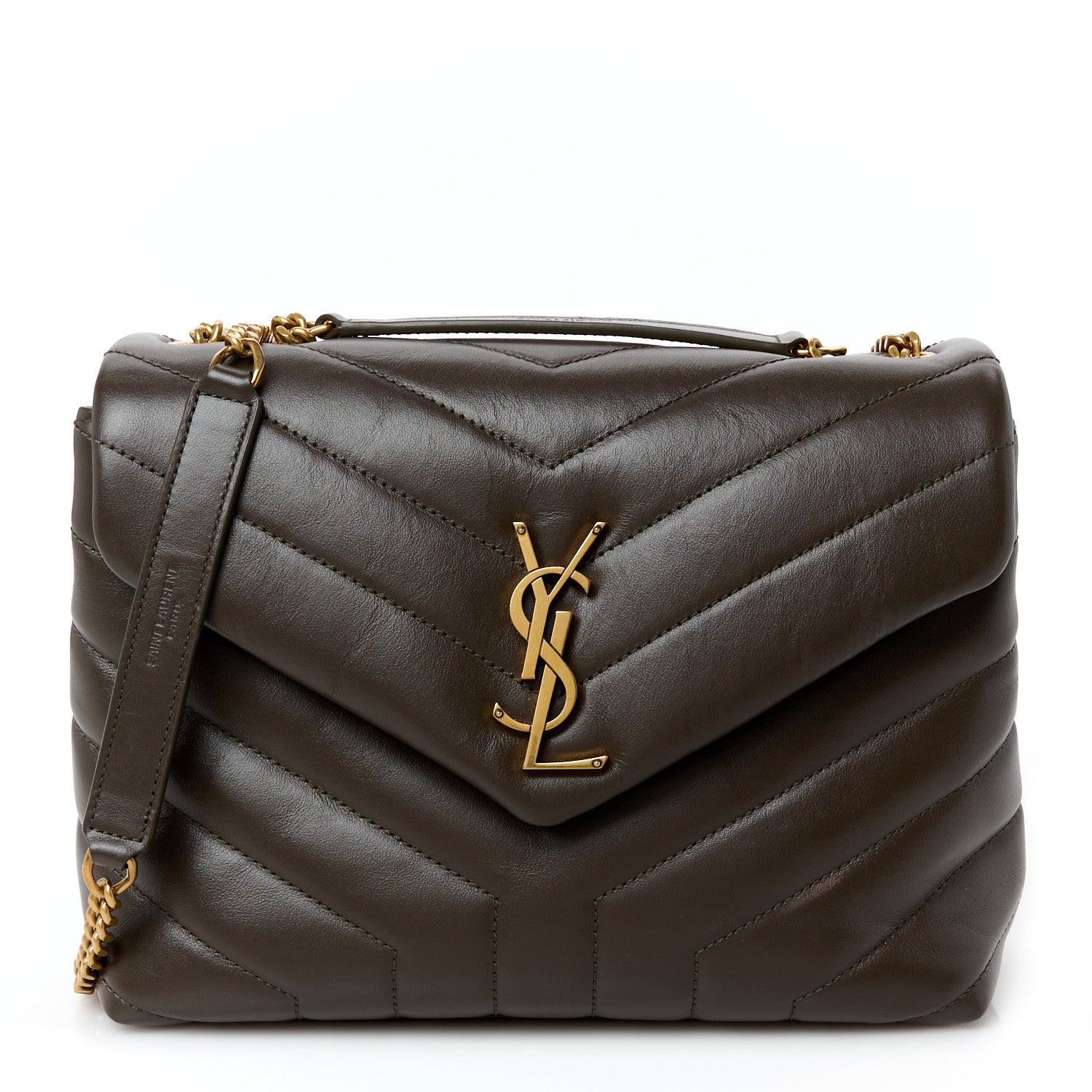 Saint Laurent Calfskin Y Quilted Monogram Small Loulou Chain Satchel Soil Brown 1 of 11