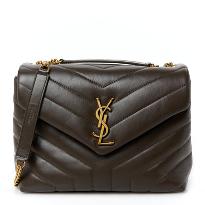 Saint Laurent Calfskin Y Quilted Monogram Small Loulou Chain Satchel Soil Brown 1 of 11