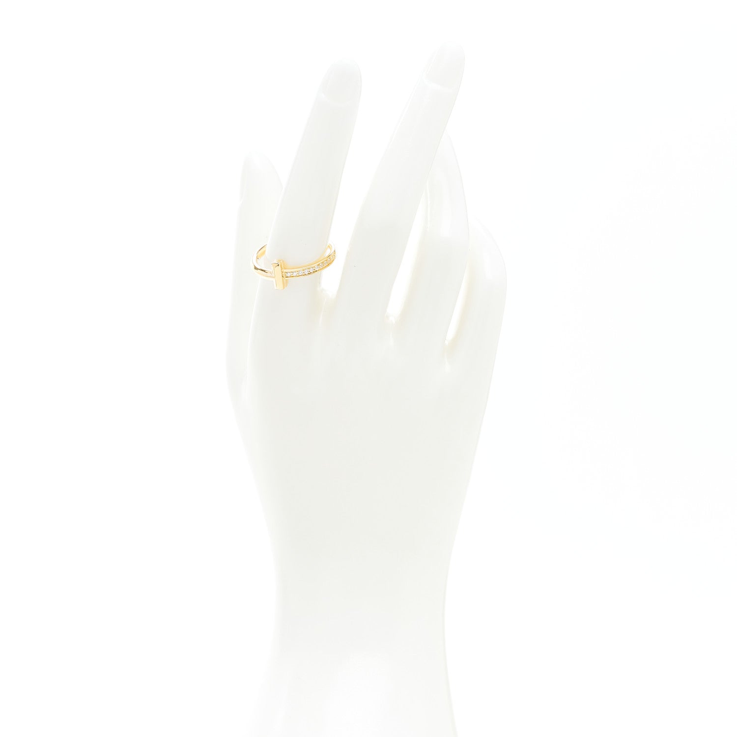 Tiffany 18K Yellow Gold Diamond T T1 Ring 57 8 2 of 5