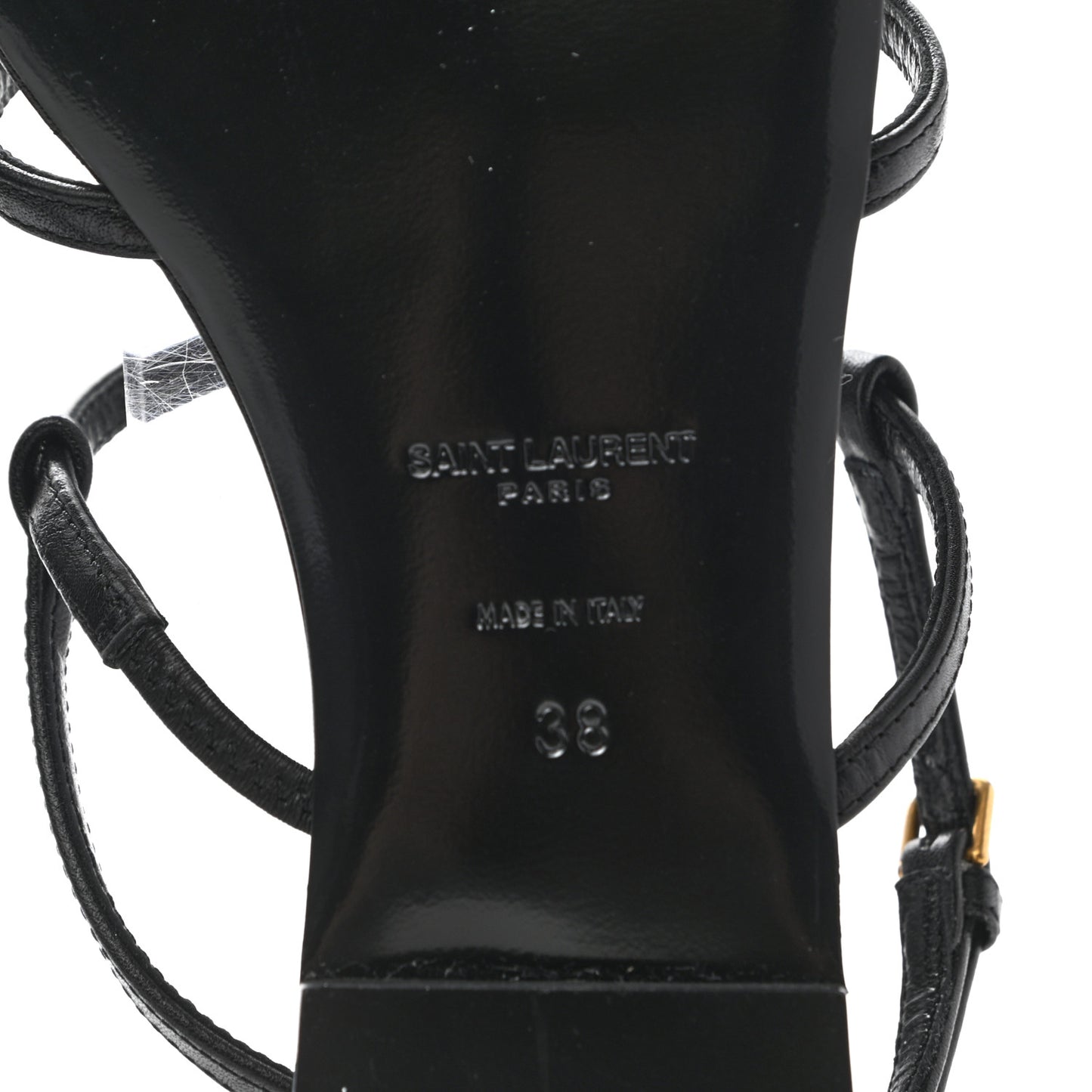 Calfskin Cassandra Palm Logo Sandals 38 Black