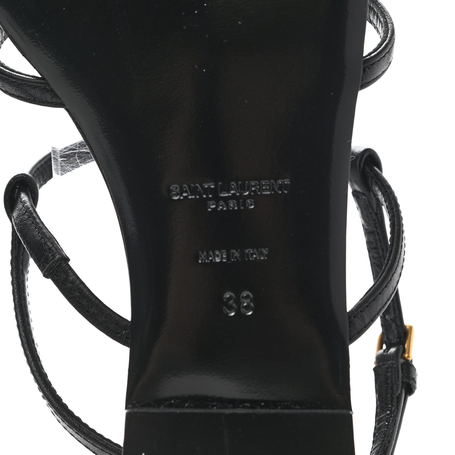 Saint Laurent Calfskin Cassandra Palm Logo Sandals 38 Black 6 of 7