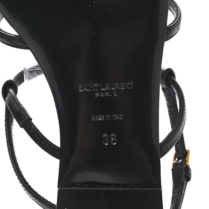 Saint Laurent Calfskin Cassandra Palm Logo Sandals 38 Black 6 of 7
