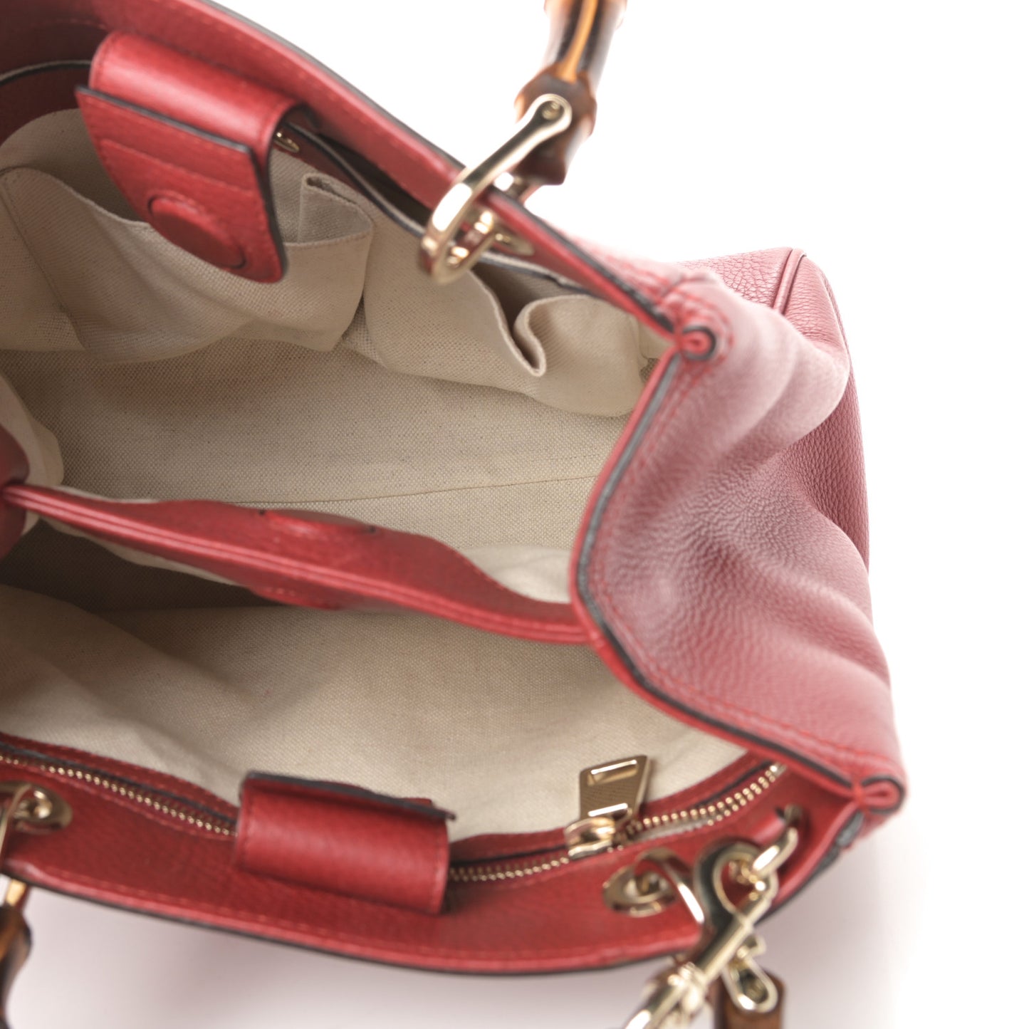 Calfskin Small Bamboo Shopper Tote Red