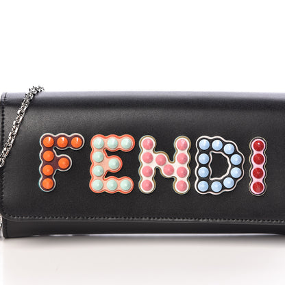 Fendi Vitello Liberty Fun Fair Studded Continental Wallet On Chain Black Multicolor 7 of 9