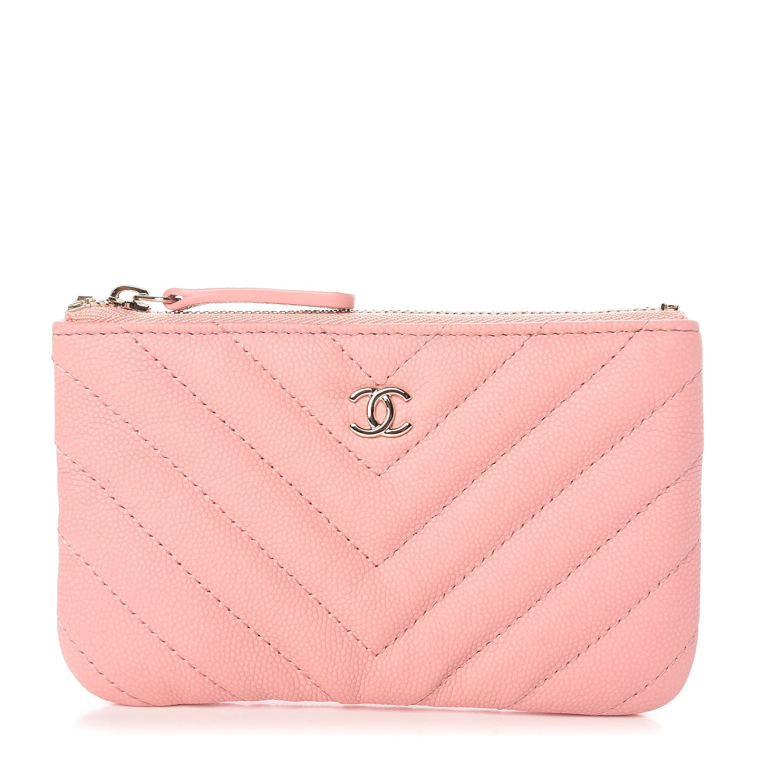 Chanel Caviar Chevron Quilted Small Cosmetic Case Pink 1 of 8