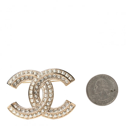 Chanel Pearl Crystal Queen of France CC Brooch Gold 2 of 5