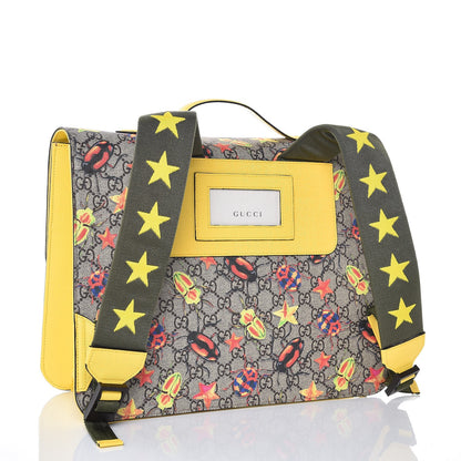 Gucci GG Supreme Monogram Beetles Childrens Backpack Beige Yellow 3 of 9